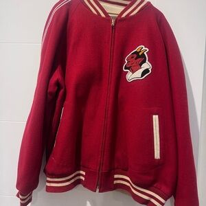 Red Devil Varsity Jacket with Embroidered Patch reversible